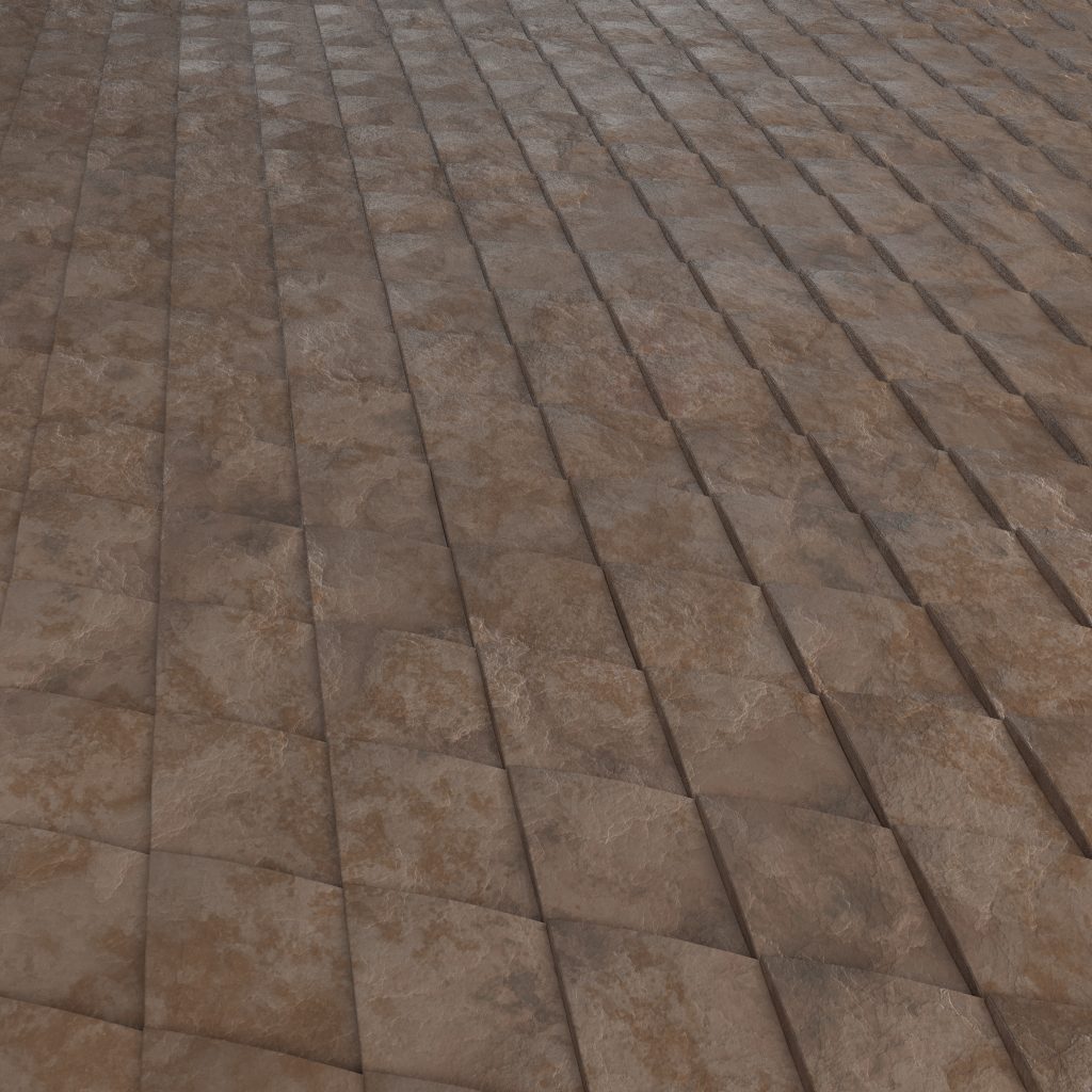 A close-up of brown checkered floor tiles